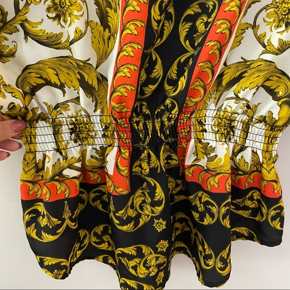 Beige by eci Printed Dolman Batwing Sleeve Blouse with Elastic Waist - Picture 4 of 6